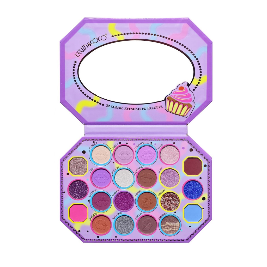 Paleta de machiaj KEVIN & COCO, Violet Ice Cream, fard de pleoape, 22 culori, 19 x 13.7 x 1.3 cm 5