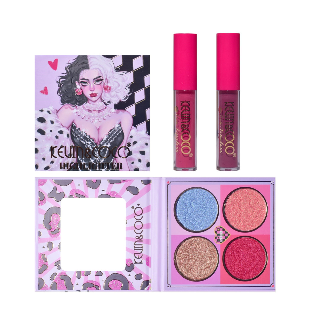 Set 4 produse de machiaj KEVIN & COCO, Black-White Witch, 22 culori, 19.7 x 21.2 x 2.5 cm 5
