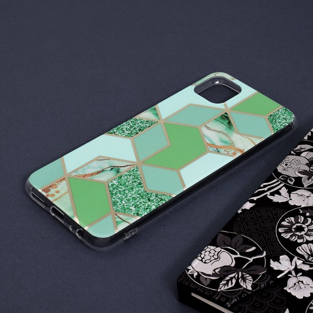 Husa protectie Samsung Galaxy A51, Marble Series, verde/auriu 4