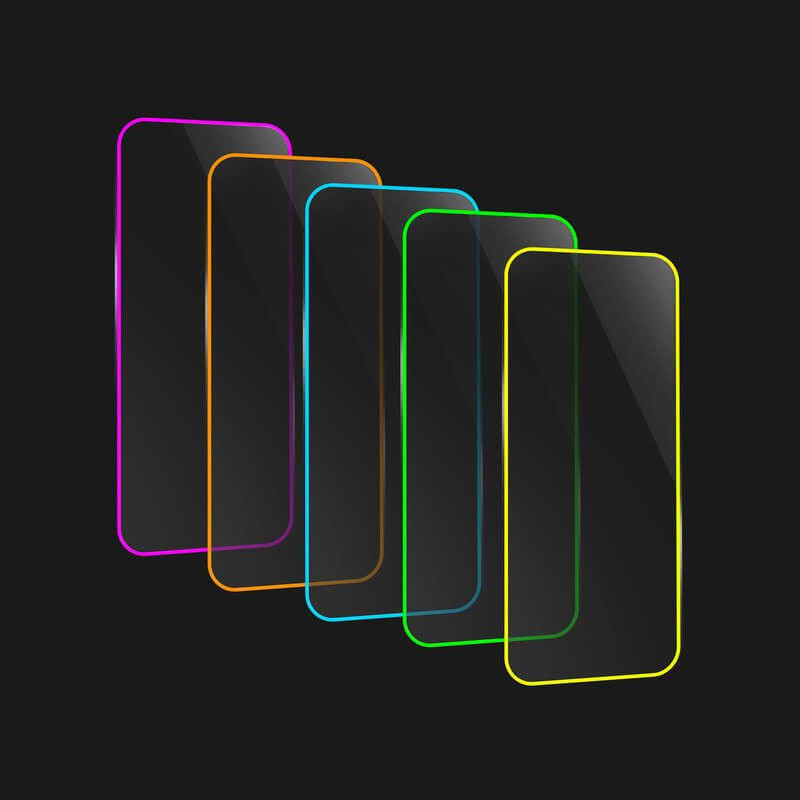 Folie sticla Apple iPhone 15 Pro Max, Luminous HD, margine fluorescenta, alba 5