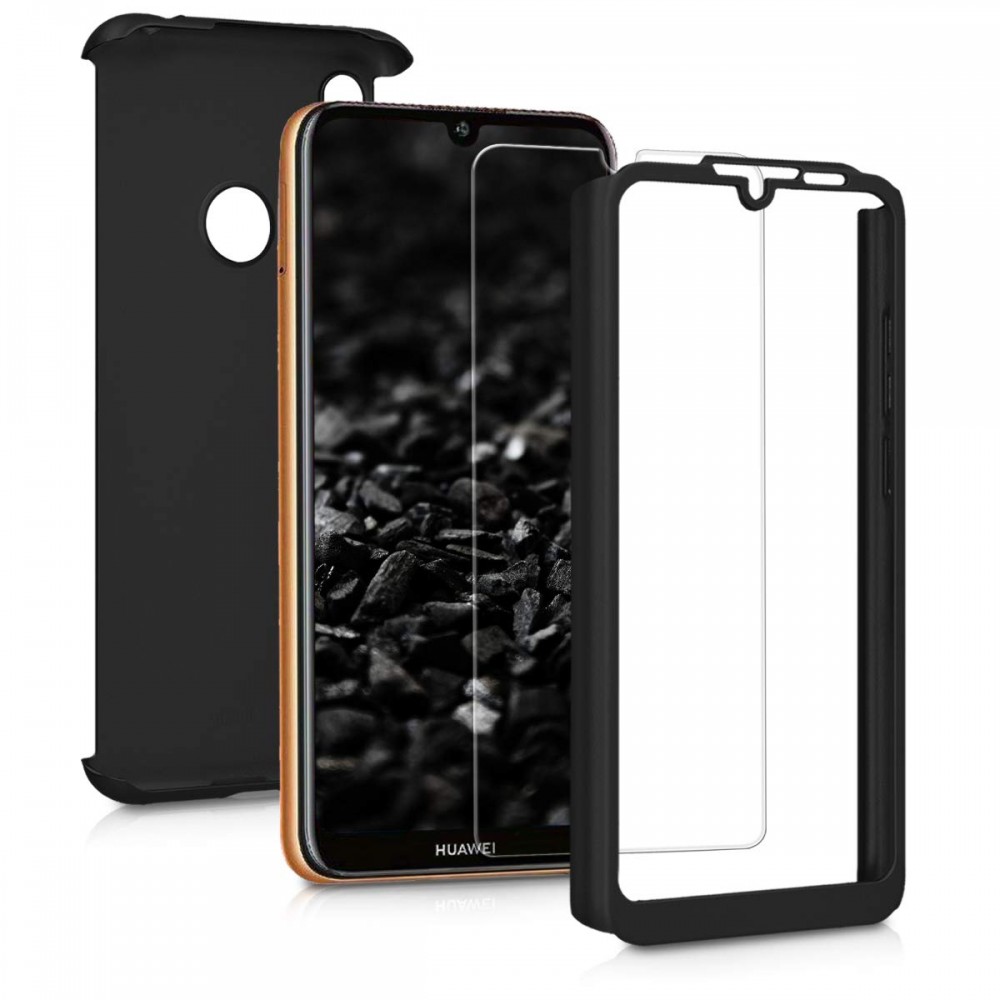 Husă Full Cover 360° pentru Huawei Y6 2019 / Y6s 2019 (față + spate + sticlă), neagra 2