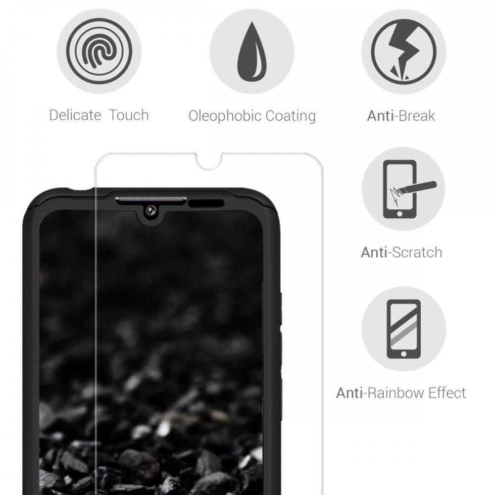 Husă Full Cover 360° pentru Huawei Y6 2019 / Y6s 2019 (față + spate + sticlă), neagra 3