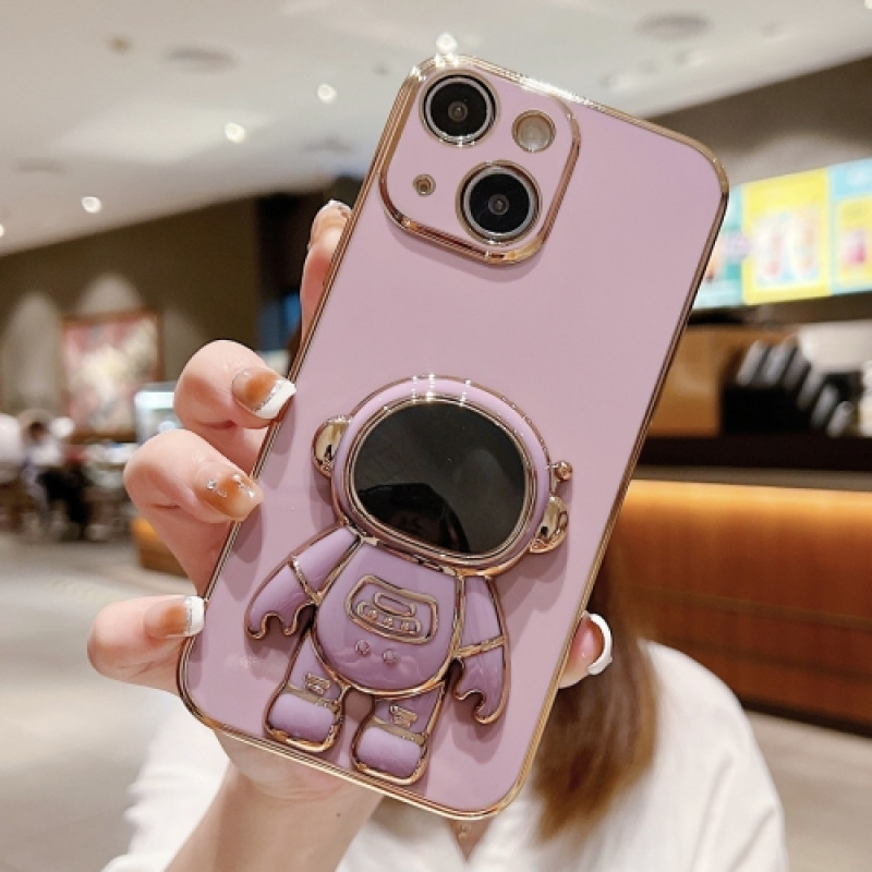 Husa Apple iPhone 14, Astronaut Case, protectie camera, functie stand expunere, mov 4