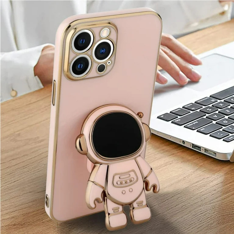 Husa Apple iPhone 14 Pro Max, Astronaut Case, protectie camera, functie stand expunere, roz 2