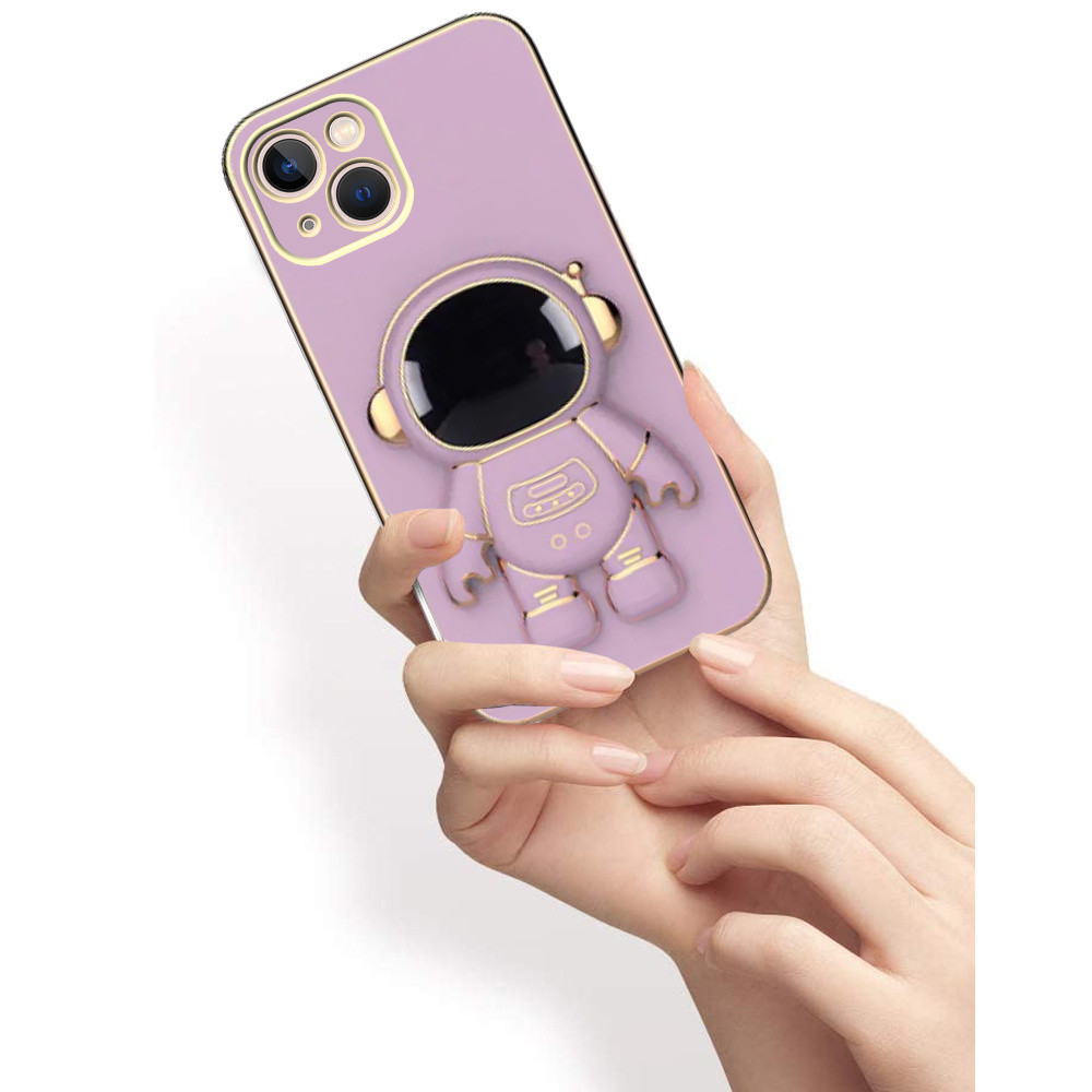 Husa Apple iPhone 14 Pro Max, Astronaut Case, protectie camera, functie stand expunere, mov 3