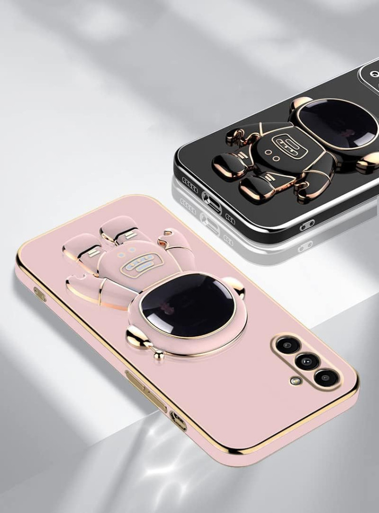 Husa Samsung Galaxy A15, Astronaut Case, protectie camera, functie stand expunere, roz 2