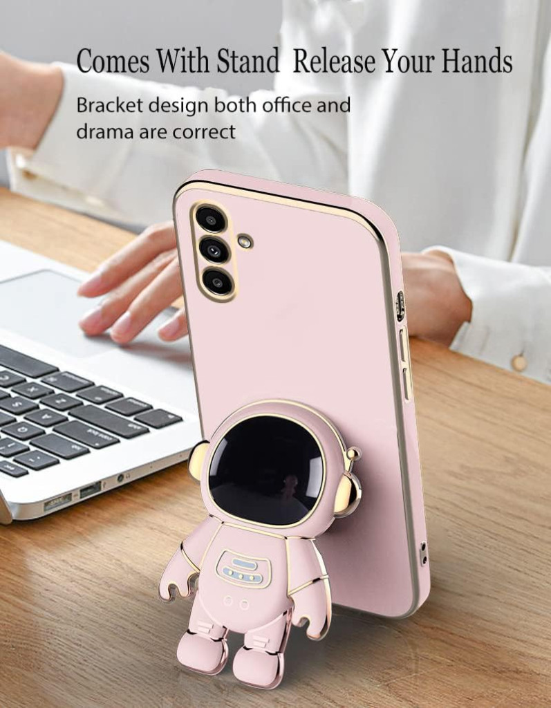 Husa Samsung Galaxy A15, Astronaut Case, protectie camera, functie stand expunere, roz 3