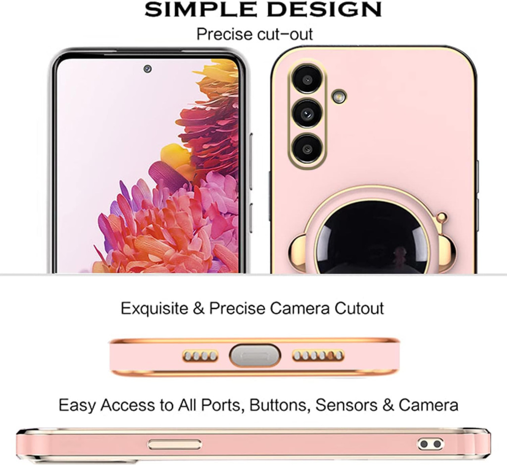 Husa Samsung Galaxy A15, Astronaut Case, protectie camera, functie stand expunere, roz 4