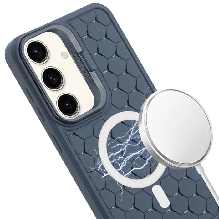 Husa Samsung Galaxy S24, HoneyComb Bracket, functie stand, albastru inchis 2