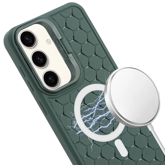 Husa Samsung Galaxy S24, HoneyComb Bracket, functie stand, verde 2
