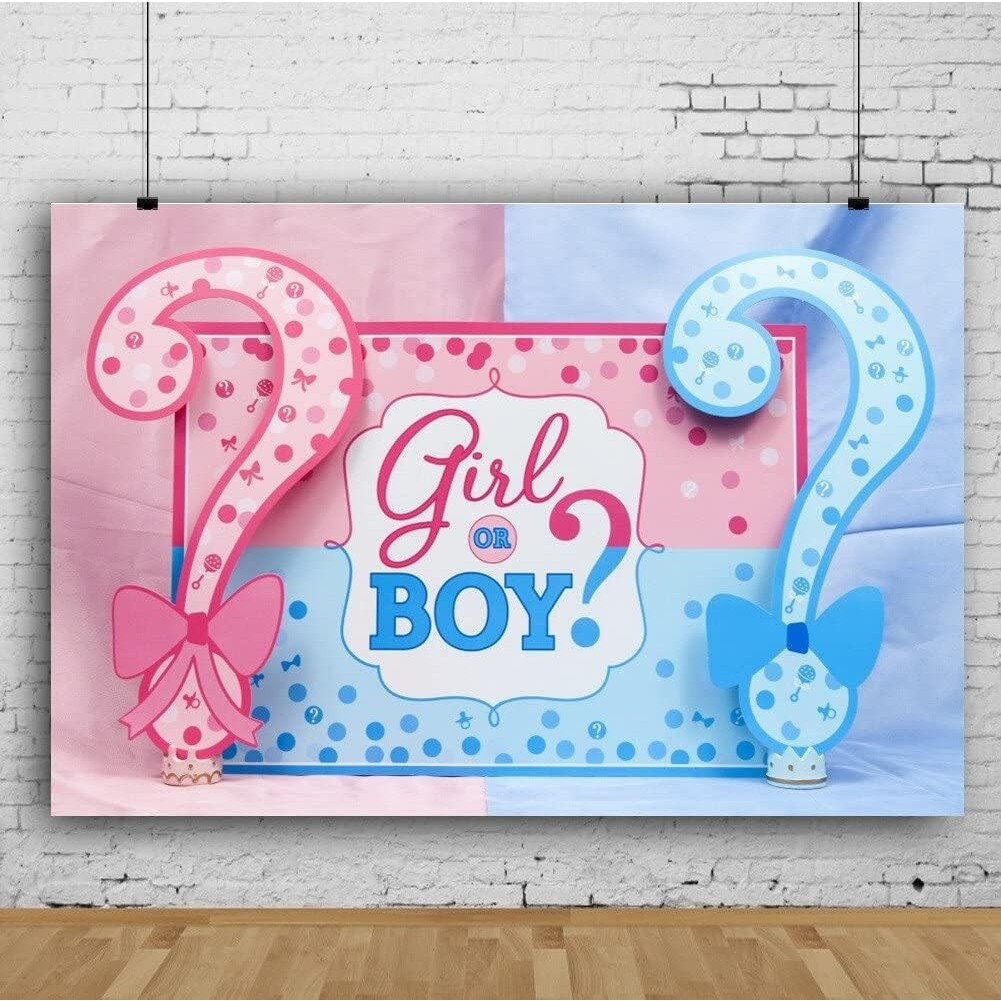Banner pentru petrecere, model Girl or Boy, tematica Gender Reveal, 150 x 100 cm, albastru/roz 3