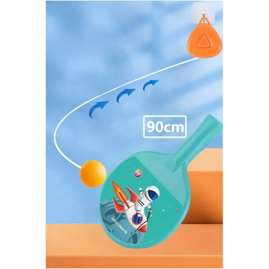 Set 2 palete de tenis de masa / ping pong copii, accesoriu de agatat si 2 mingii incluse, albastre 3