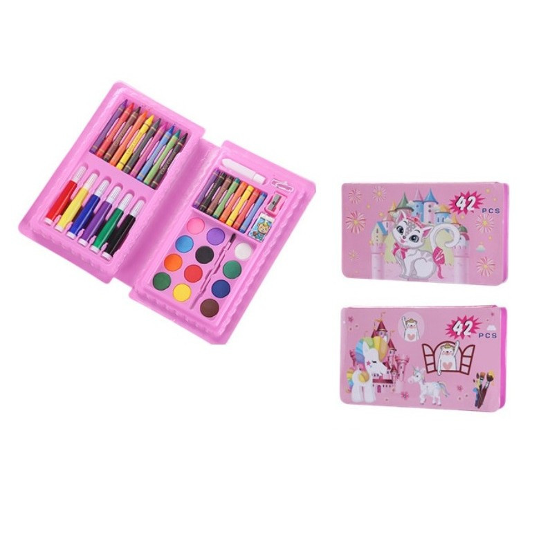 Set 42 piese de pictura si desen, tip penar, model pisicuta, roz 3