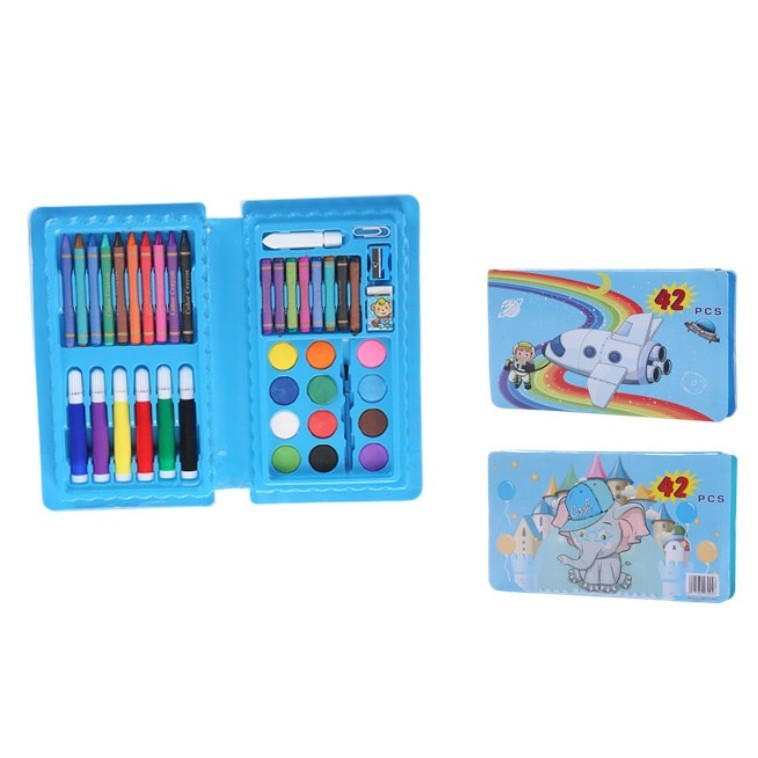 Set 42 piese de pictura si desen, tip penar, model elefant, albastru 2