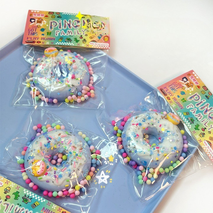 Jucarie tip Taba Squishy, gogoasa, 6 x 6 cm 90 gr, albastra 3