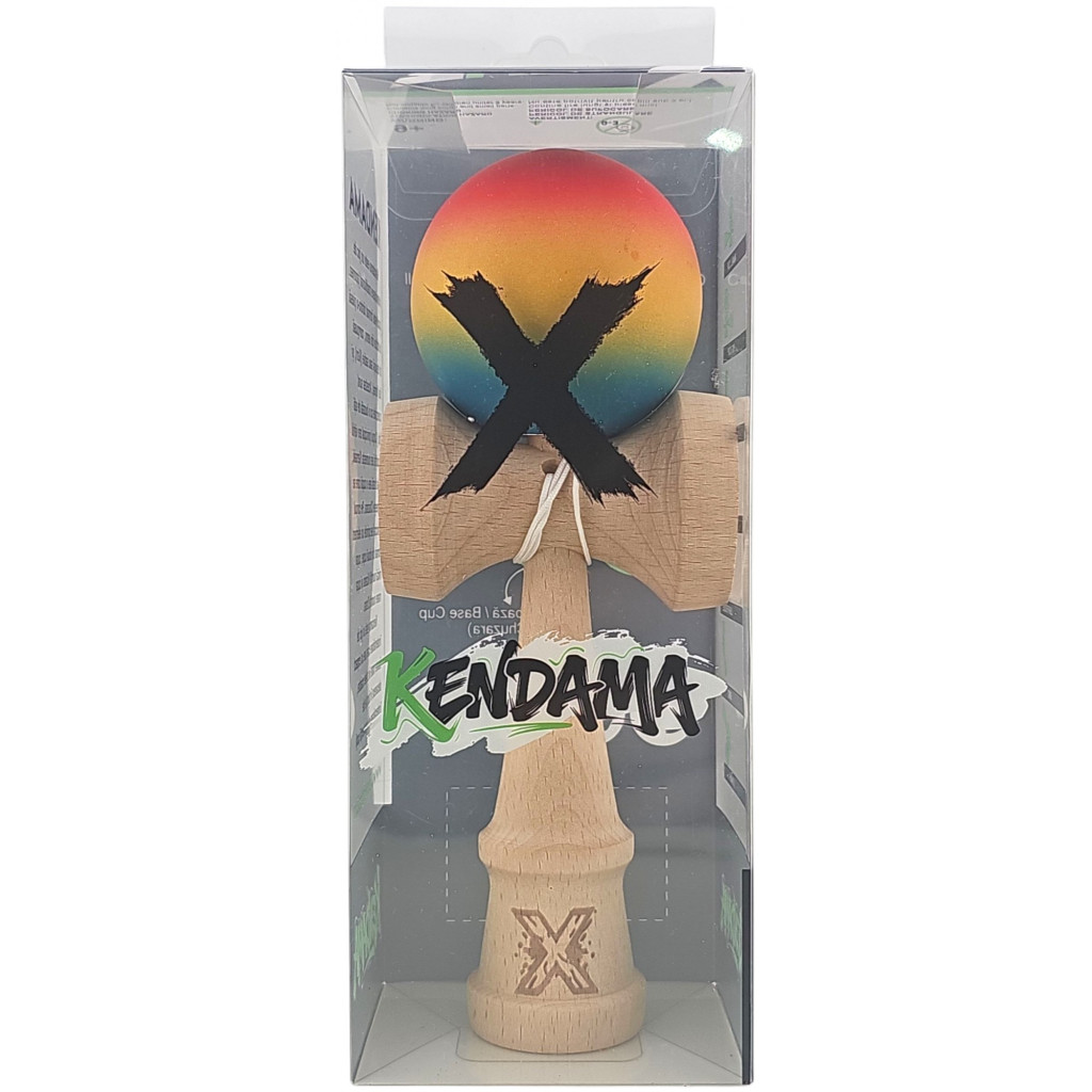 Jucarie lemn Kendama, 18 cm, gradient rosu/galben/albastru 5