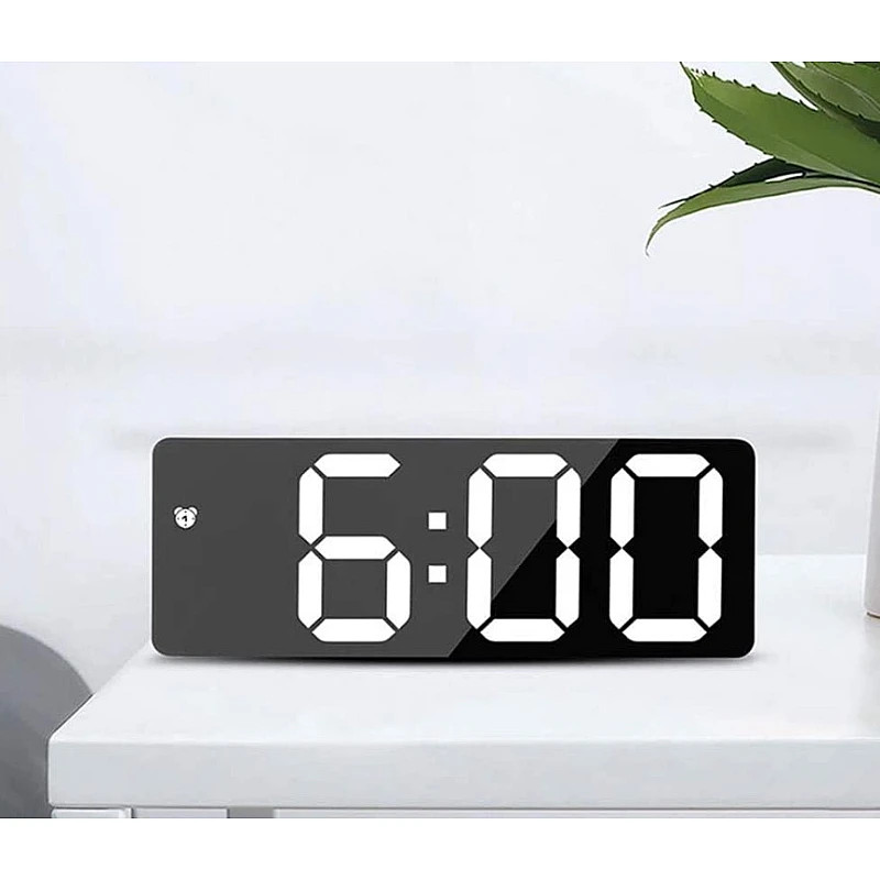 Ceas de masa digital LED DS-3806M, carcasa neagra si afisaj alb 2