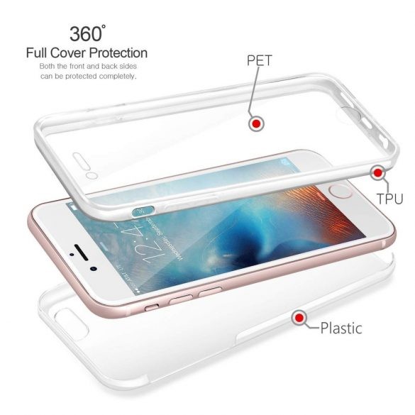 Husa protectie iPhone 12 Mini (fata + spate) Fully PC & PET 360°, transparenta 3
