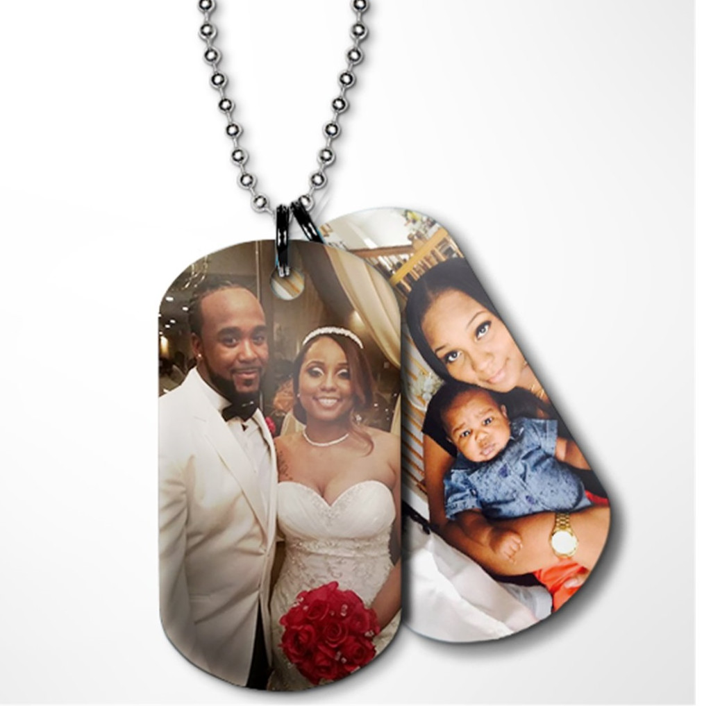 Colier metalic personalizat cu imaginea ta, military, snur metalic inclus 2