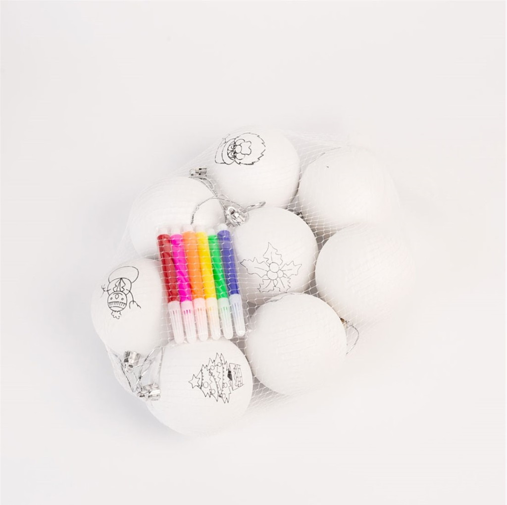 Set 8 globuri de brad de colorat pentru copii 4