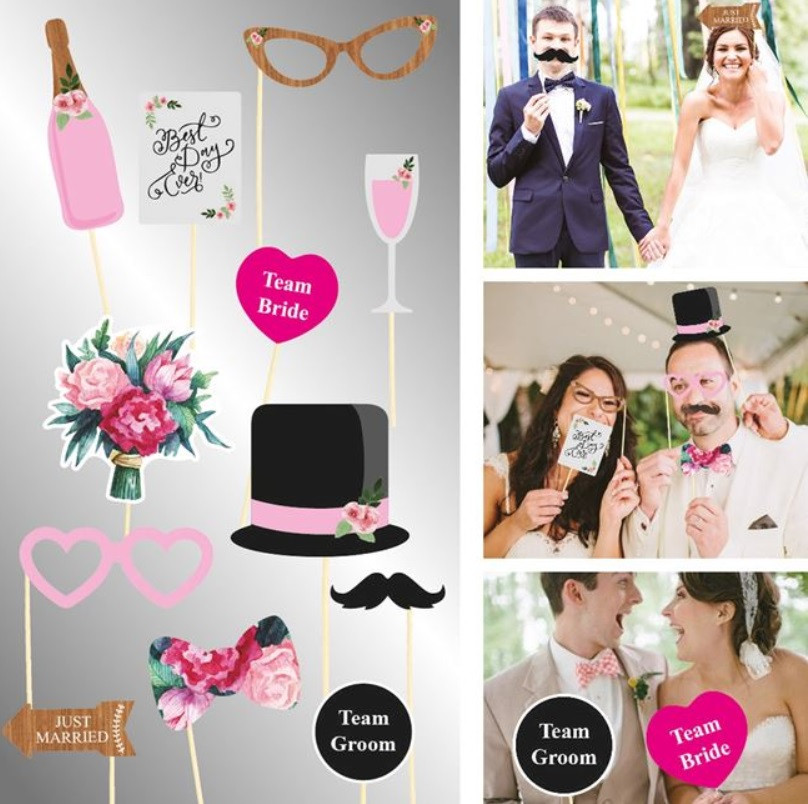 Set accesorii deghizare foto nunta, 12 bucati 2