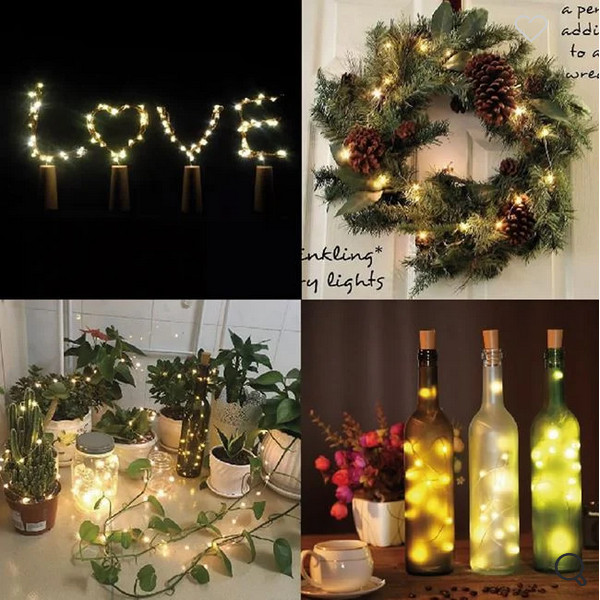 Dop pentru sticle decorativ cu LED, alb cald 3
