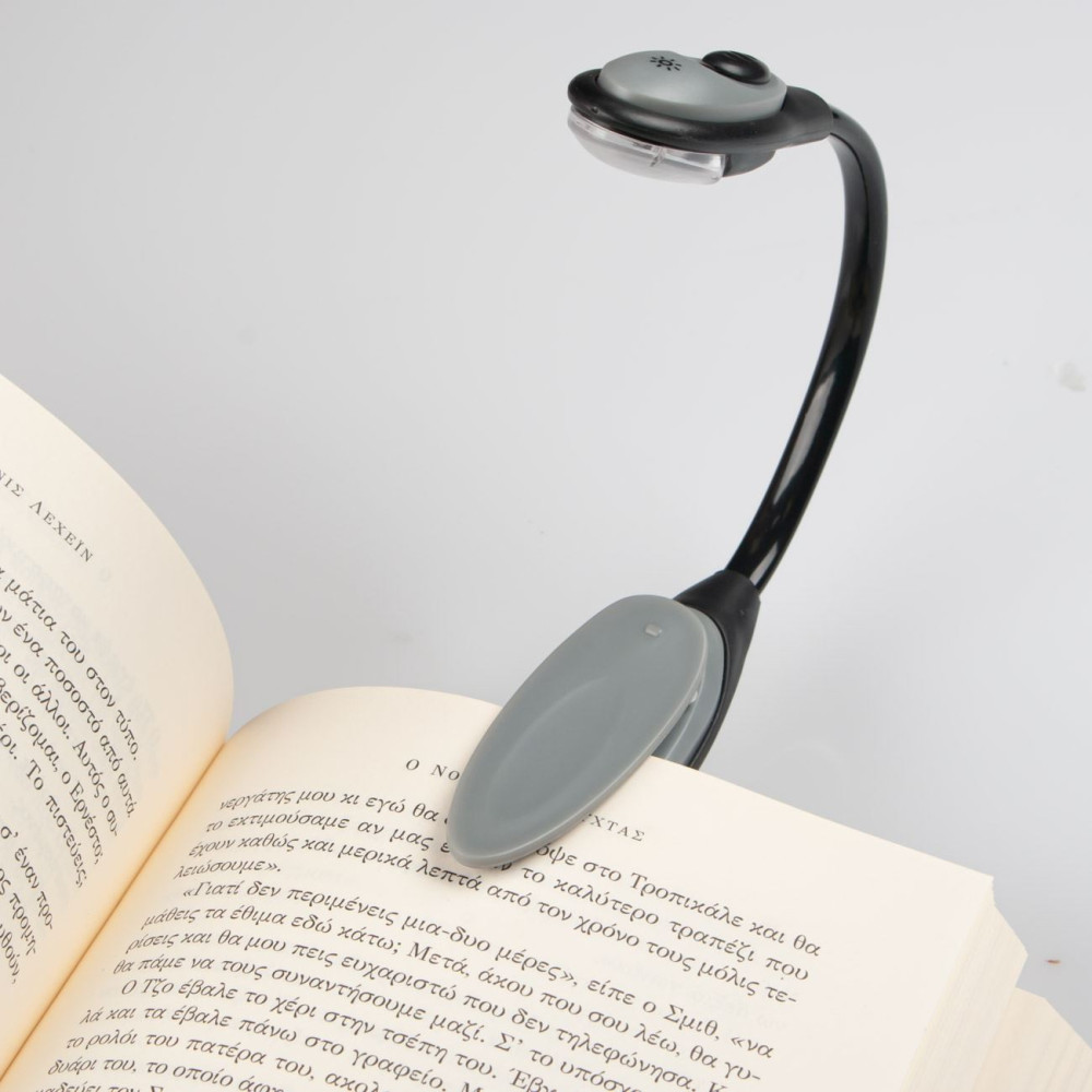 MIni lampa LED, clips prindere pentru citit, negru/gri 2