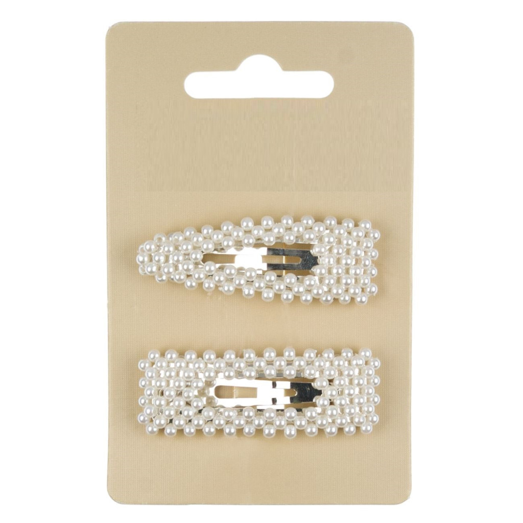 Clame par cu perle albe, 5.5 cm, 2 bucati 2