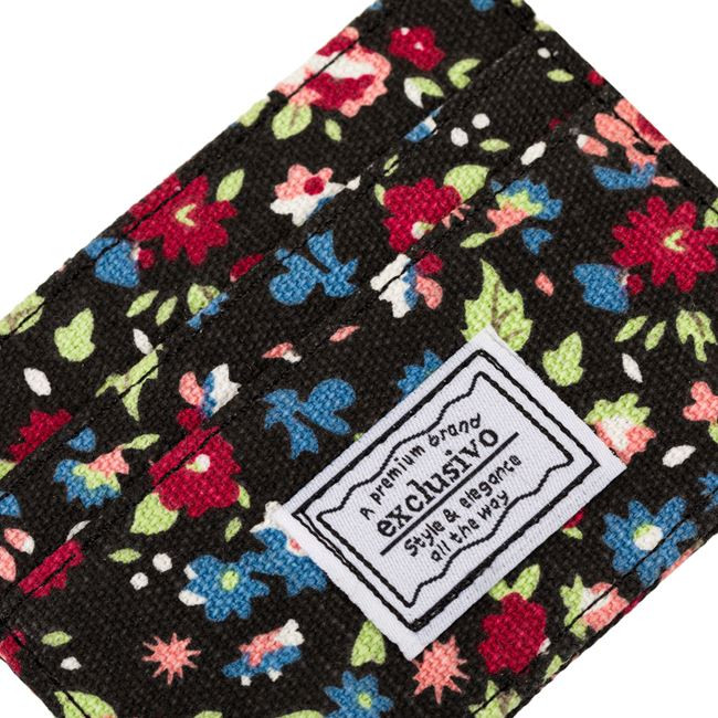 Portofel / ​portcard textil, model floral, protectie RFID, 5 compartimente, 10 x 7.5 cm 4