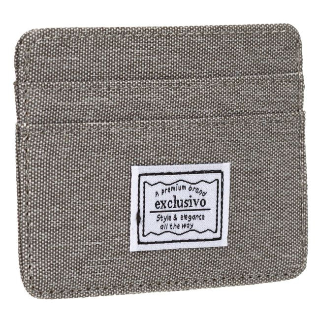 Portofel / ​portcard textil gri, protectie RFID, 5 compartimente, 10 x 7.5 cm 3