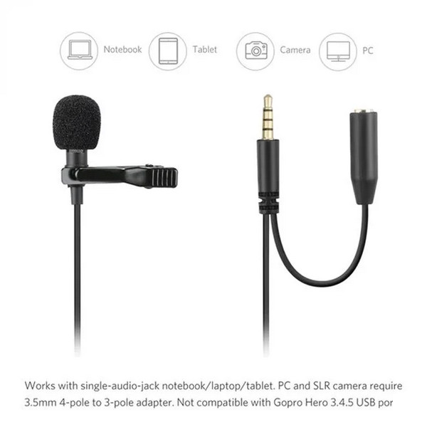 Microfon tip lavaliera cu clips, conector jack 3.5 mm 2