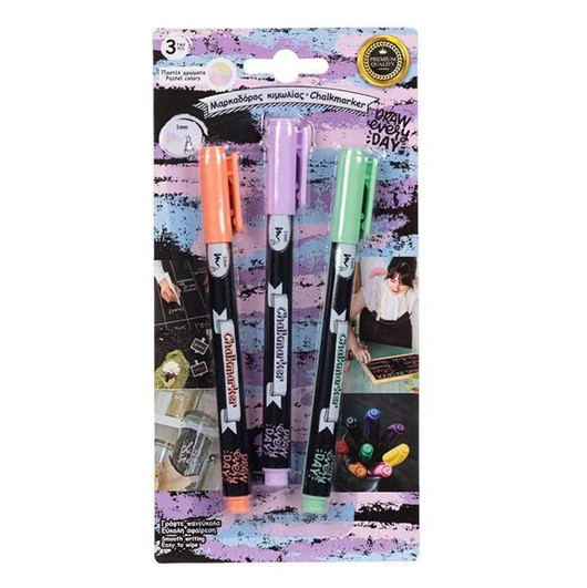 Set 3 carioci creta lichida, varf 1 mm, culori pastel 3