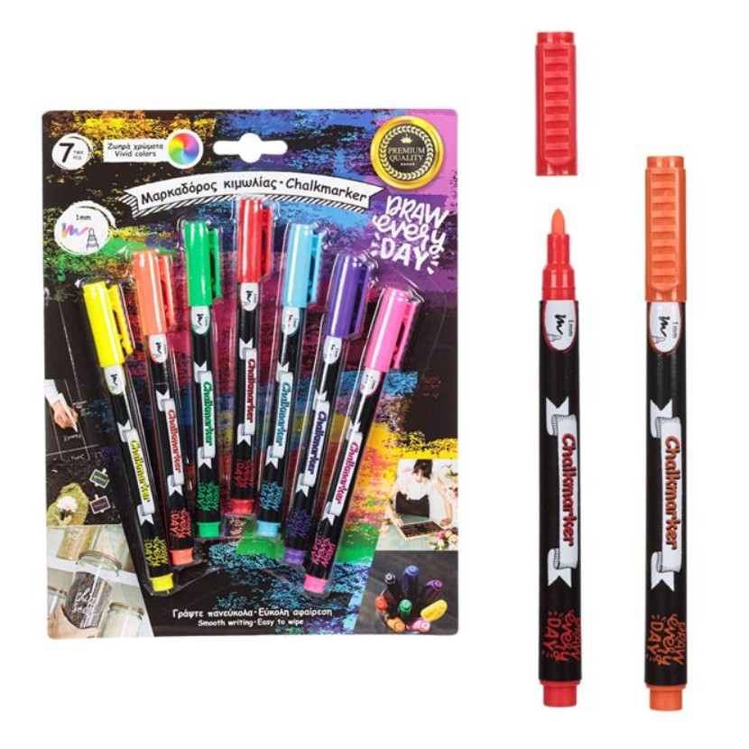 Set 7 carioci creta lichida, varf 1 mm, culori intense 2