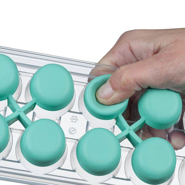 Cutie din silicon pentru cuburi de gheata verde, capac din plastic transparent, 12 compartimente 3
