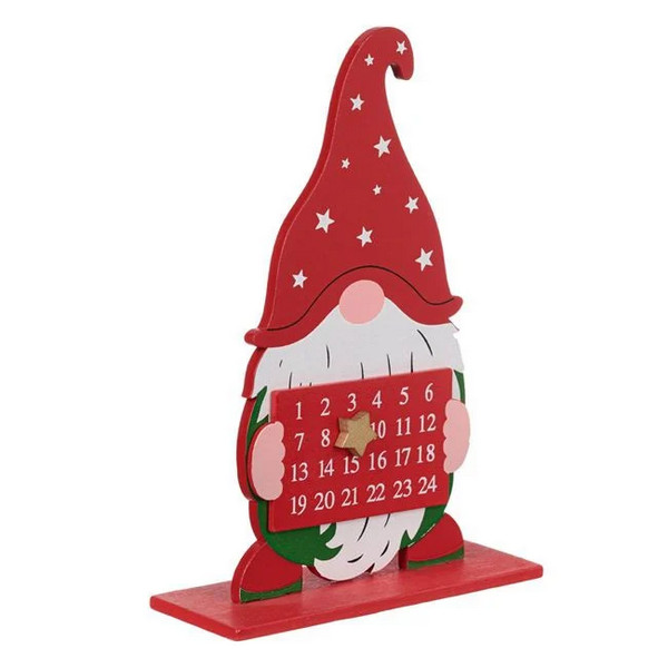 Decoratiune de Craciun din lemn, calendar cu gnom, 20 cm 2