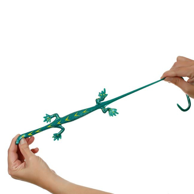 Jucarie Stretchy Iguana, verde/galben, aspect realistic, 24 cm 2