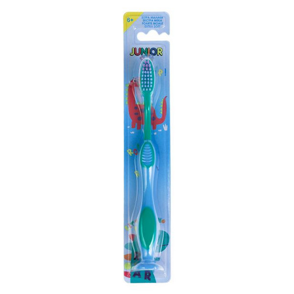 Periuta de dinti pentru copii, Junior, cu ventuza, extra soft, albastru/verde 3