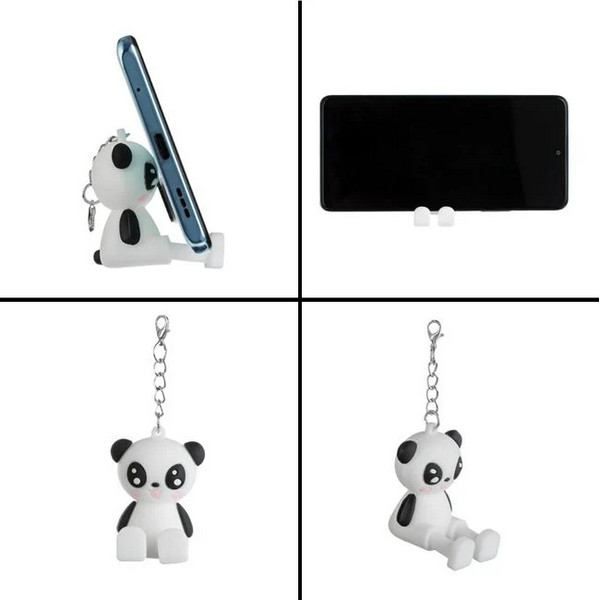 Suport/stand de birou pentru telefon mobil Panda, prindere tip breloc, 3.5 x 3.5 x 5 cm 3
