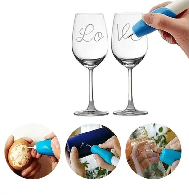 Pix pentru gravat, functionare cu baterii, alb/albastru 2