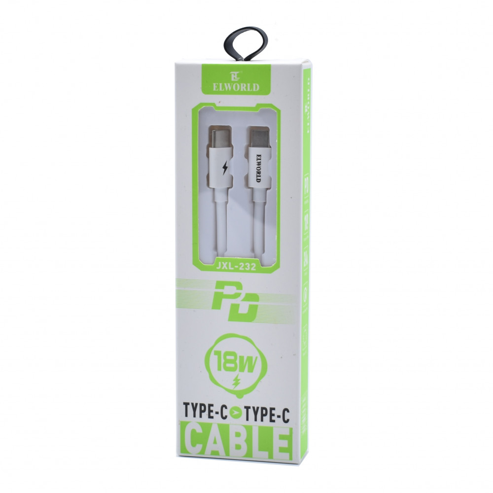 Cablu de date si incarcare Type-C to Type-C JXL-232, 18W, alb 2