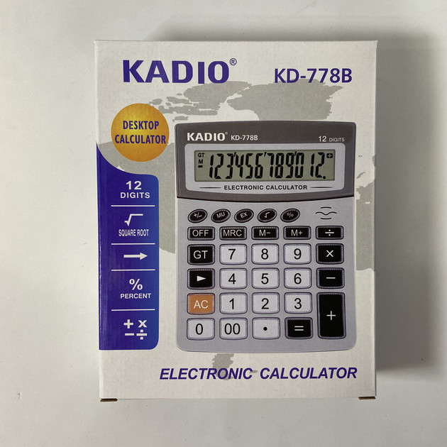 Calculator de birou KADIO KD-778D,  12 caractere, alimentare baterii + solara 2