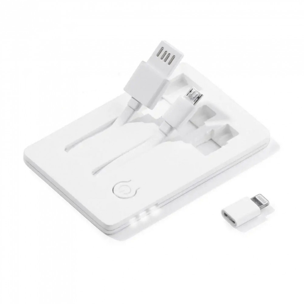 Set 3 in 1 Toppoint Card Connect, cablu USB cu 2 capete (Lightning si MicroUSB) si lanterna LED, alb 2