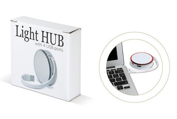 Hub USB 2.0, 4 porturi, 7.5 cm, alb/rosu 3