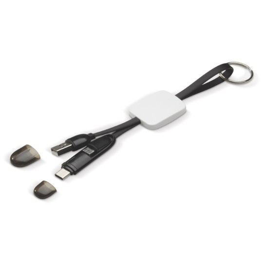 Cablu de incarcare tip breloc cu 2 capete (Type-C, MicroUSB), 17 cm, negru 2