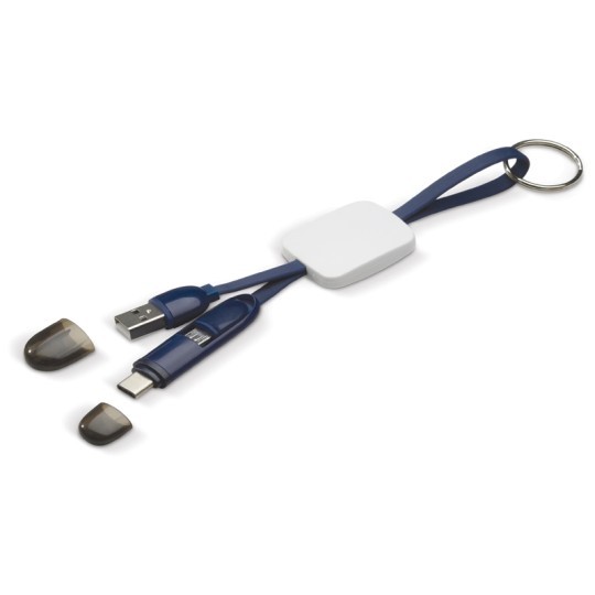 Cablu de incarcare tip breloc cu 2 capete (Type-C, MicroUSB), 17 cm, albastru 2