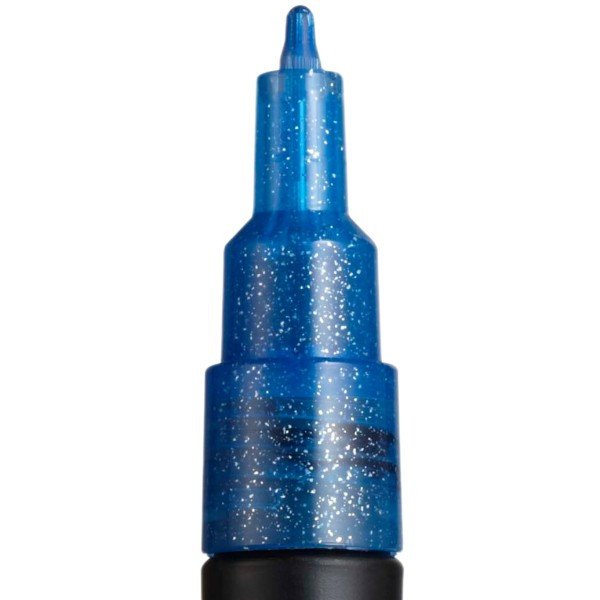 Marker UNI Posca albastru sclipici PC-3M, varf rotund, 0.9-1.3mm 2