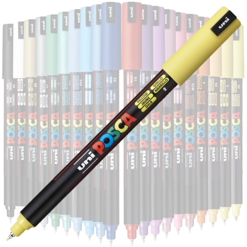 Marker UNI Posca, 0.7 mm, varf fin metalic, galben 2