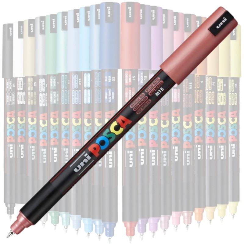 Marker UNI Posca, 0.7 mm, varf fin metalic, rose gold 2