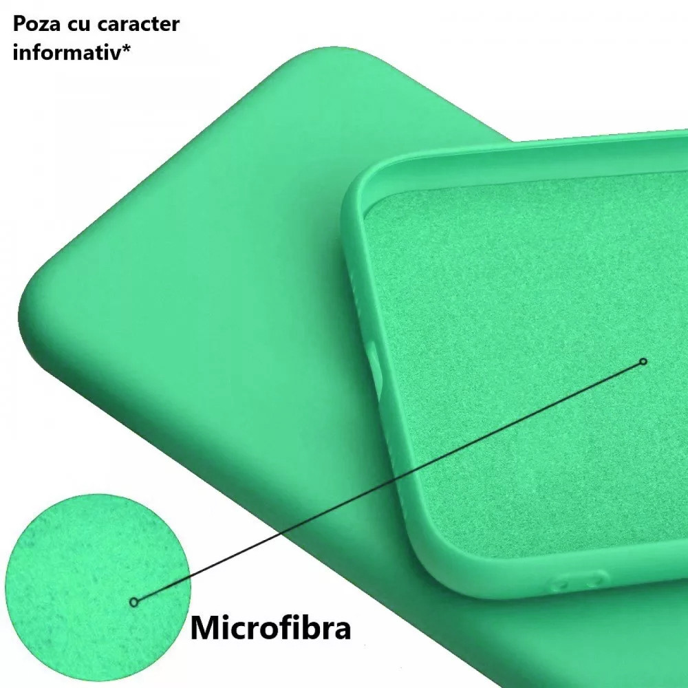 Husa Apple iPhone 12 Mini Luxury Silicone, catifea in interior, turcoaz 2