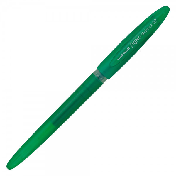 Pix cu gel Uni-ball Signo GelStick UM-170, 0.7mm, cu capac, corp in culoarea scrisului, verde